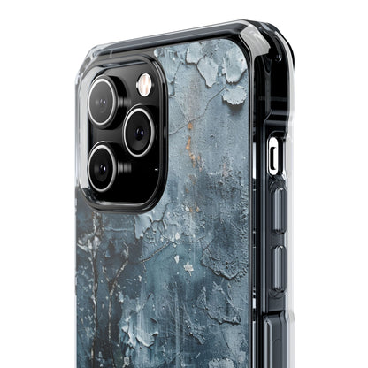 Weathered Blue Tapestry with Cracked Layers iPhone 14 - Clear Impact Phone Case