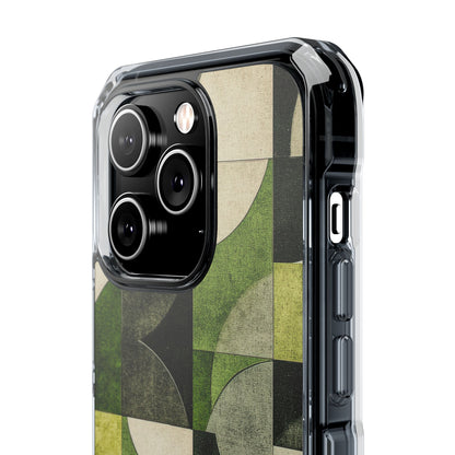 Green Geometric Harmony - Clear Impact iPhone 14 Phone Case