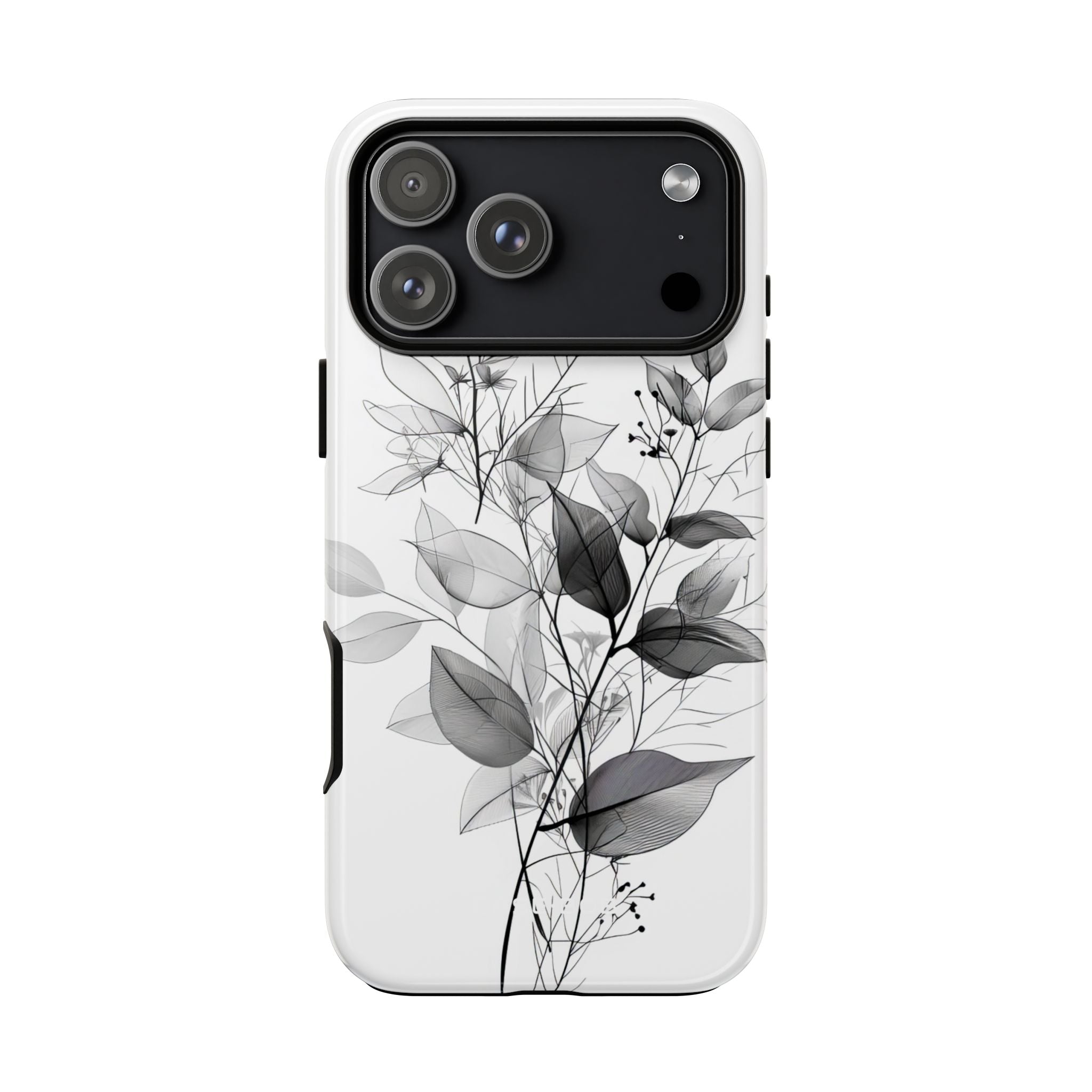 Veined Leaves Gray iPhone 17 Pro Max Case - Tough