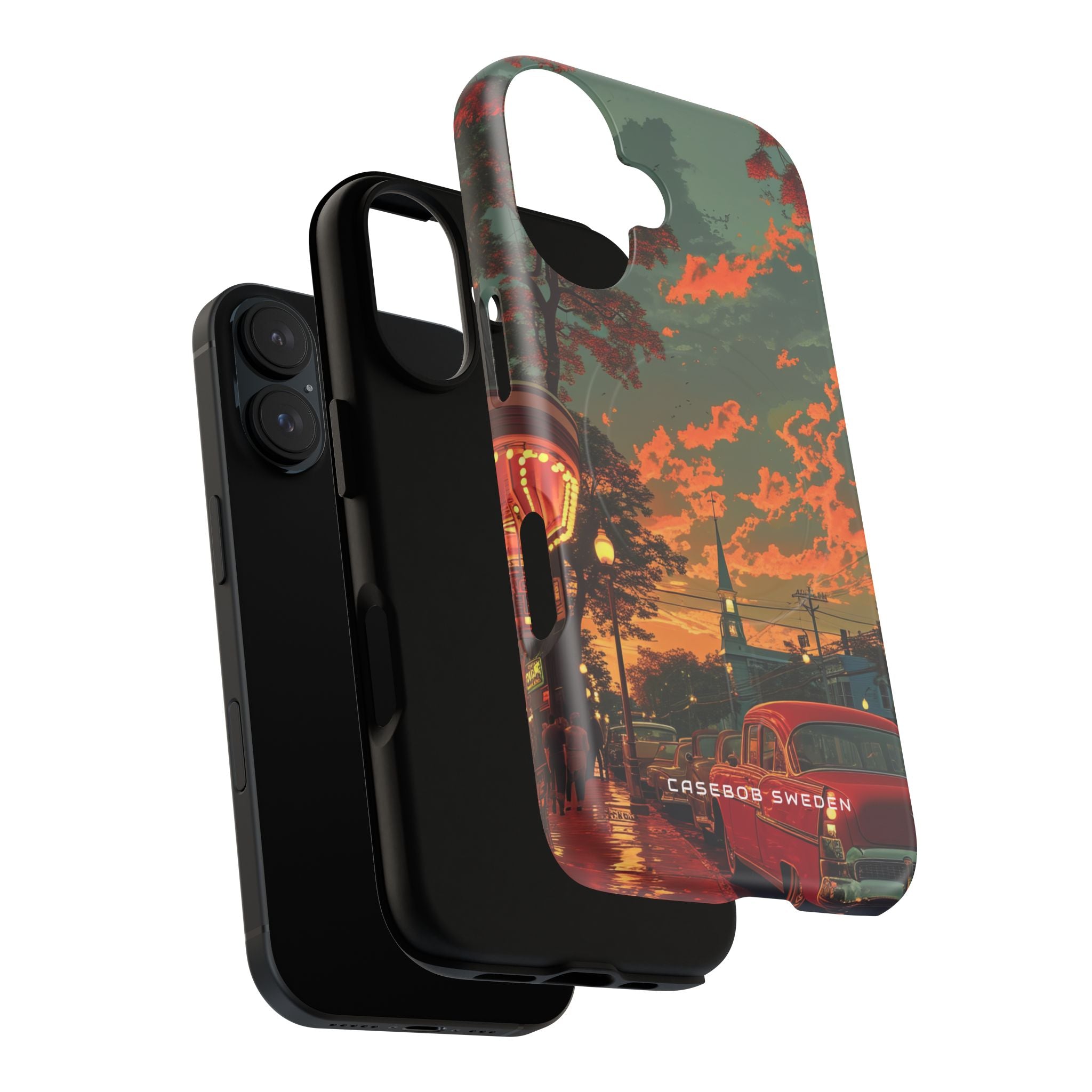 Mid-Century Nostalgia Streetscape iPhone 16 | Tough+ Phone Case