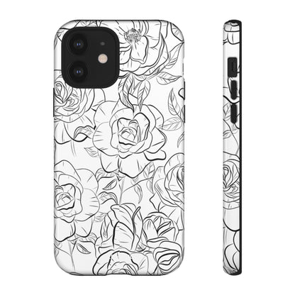 Intricate Rose Sketches - iPhone Case