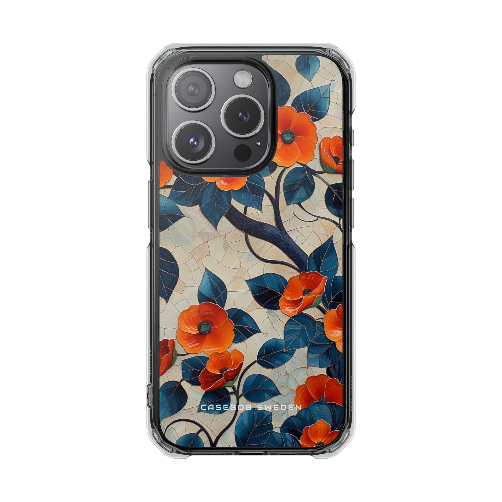 Orange Blossoms Mosaic Harmony iPhone 15 - Clear Impact Phone Case