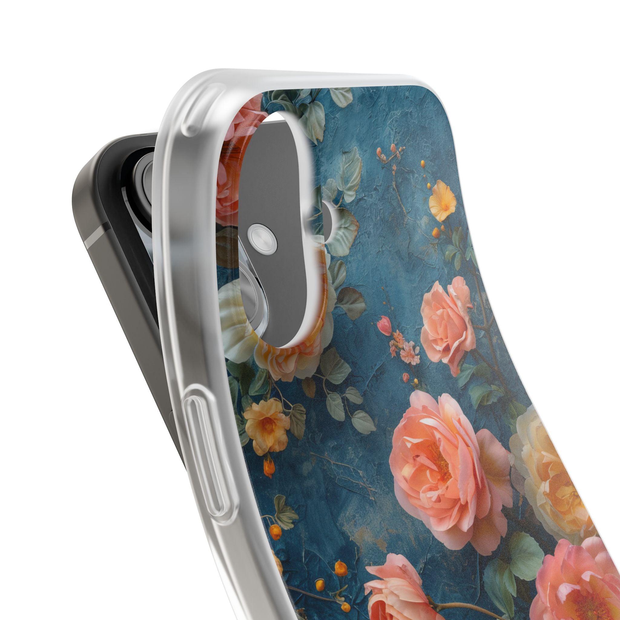 Blue Floral Elegance - Flexi iPhone 16 Phone Case