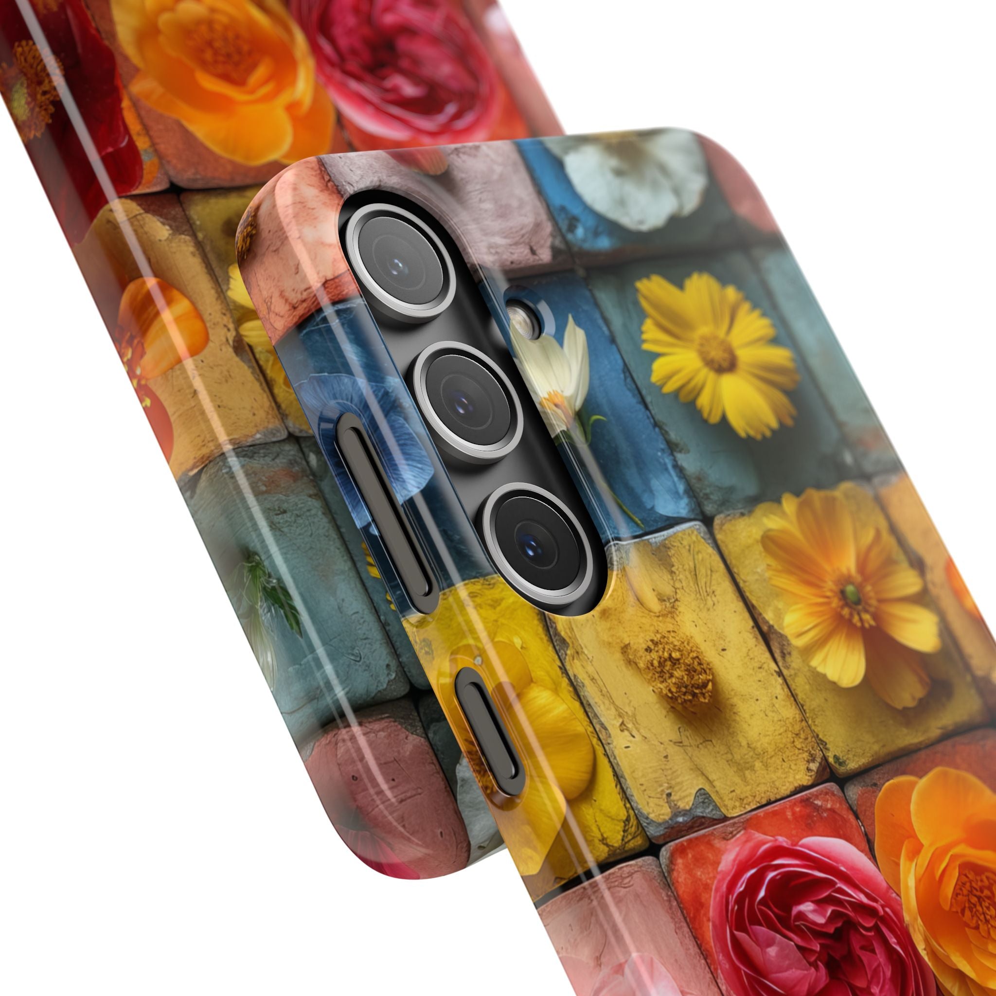 Vibrant Floral Tiles - Slim Samsung S24 Phone Case