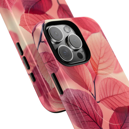 Elegant Pink Leaves iPhone 16  Tough+ Phone Case