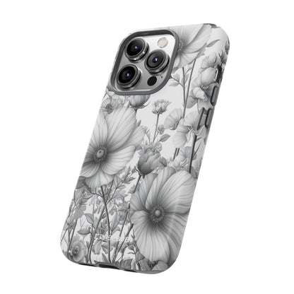 Monochrome Flora | Protective Phone Case for iPhone