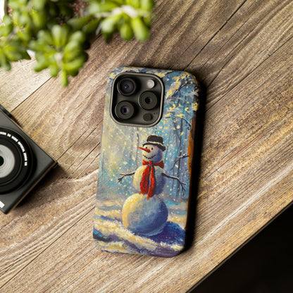 Oil painting - Happy Snowman - Protective Phone Case