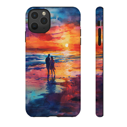 Beach Sunset Love Silhouettes - Protective Phone Case