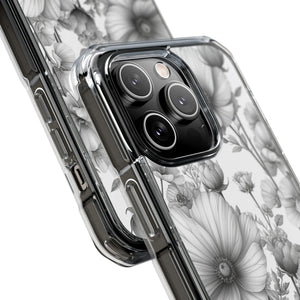 Monochrome Flora - Phone Case for iPhone (Clear Impact - Magnetic)