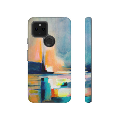 Abstract Blue n Yellow iPhone Case (Protective) Google Pixel 5 5G Glossy Phone Case