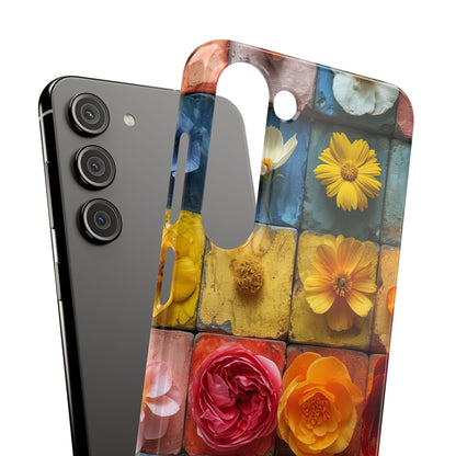 Vibrant Floral Tiles - Slim Samsung S23 Phone Case