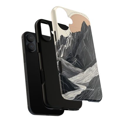 Minimalist Mountain Landscape with Flowing River iPhone 16 - Tough Phone Case