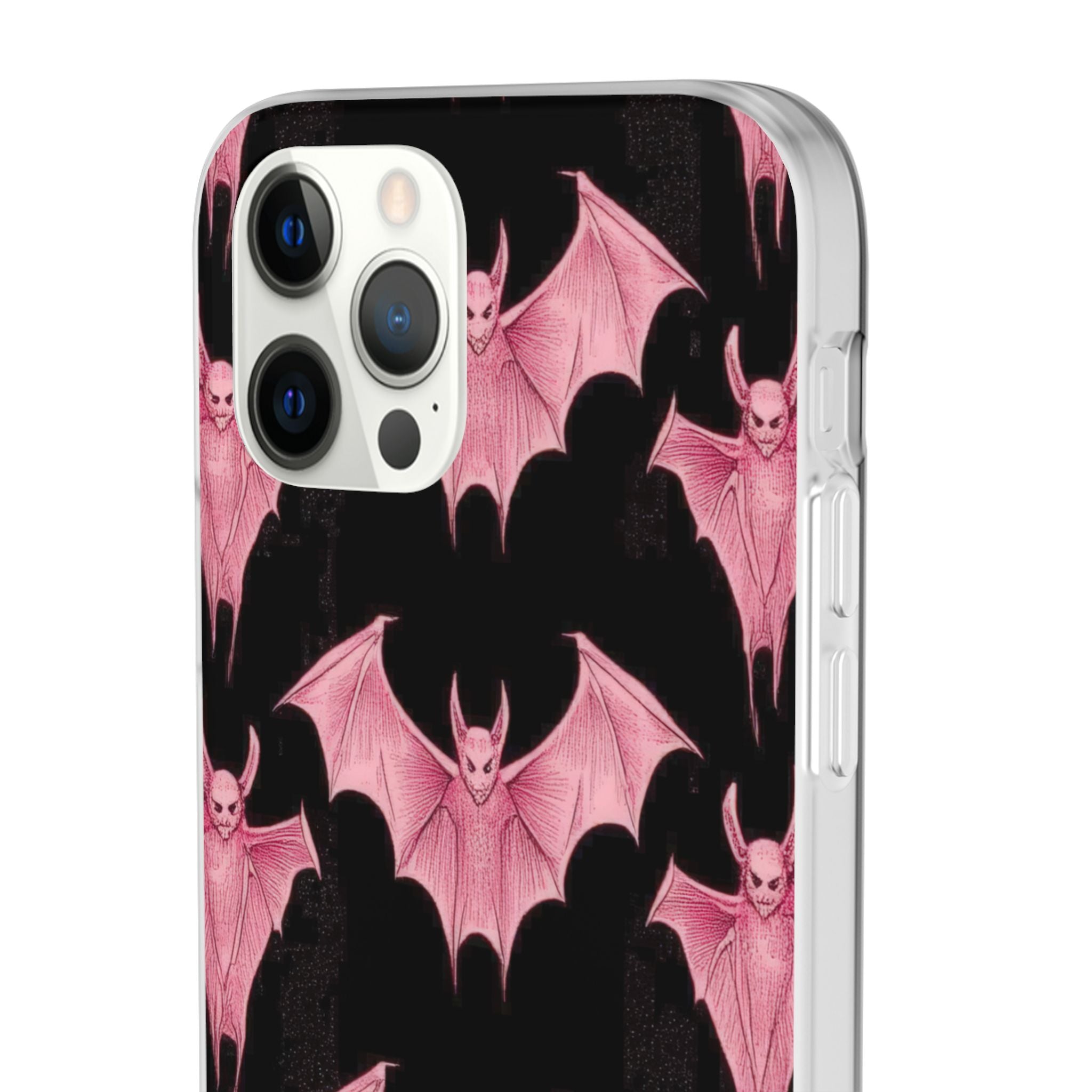 Gothic Pink Bats Aflame iPhone 12 - Flexi Phone Case