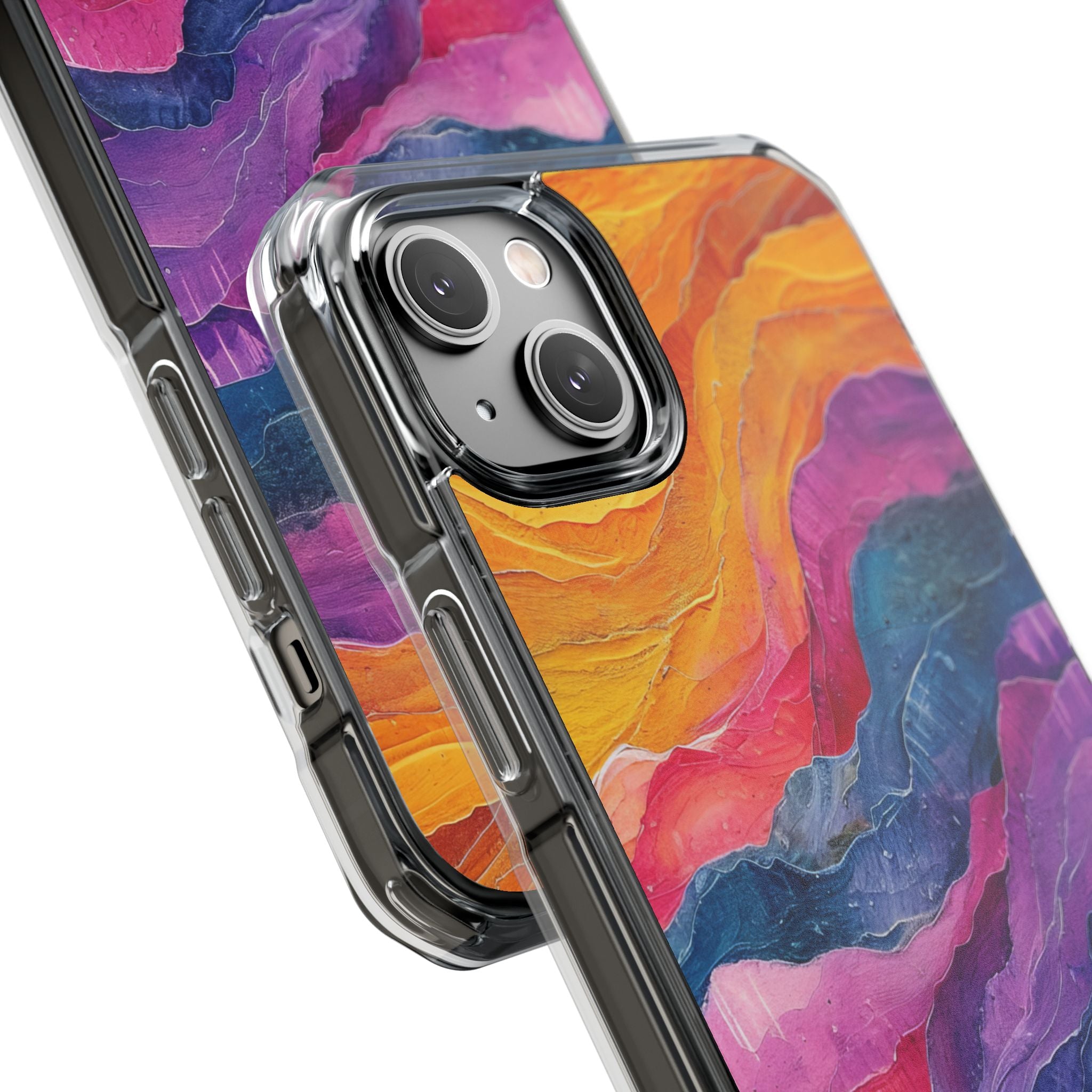 Vibrant Abstract Waves - Clear Impact iPhone 14 Phone Case