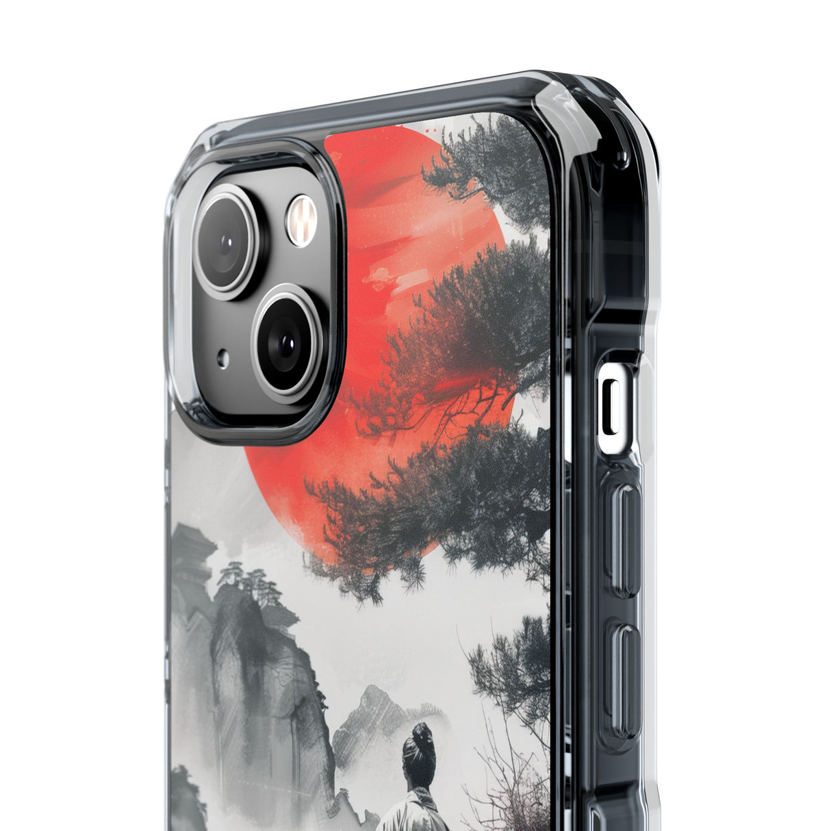 Serene Samurai Sunrise - Phone Case for iPhone (Clear Impact - Magnetic)