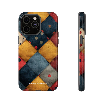 Blue Red Patchwork - Tough iPhone 14 Phone Case