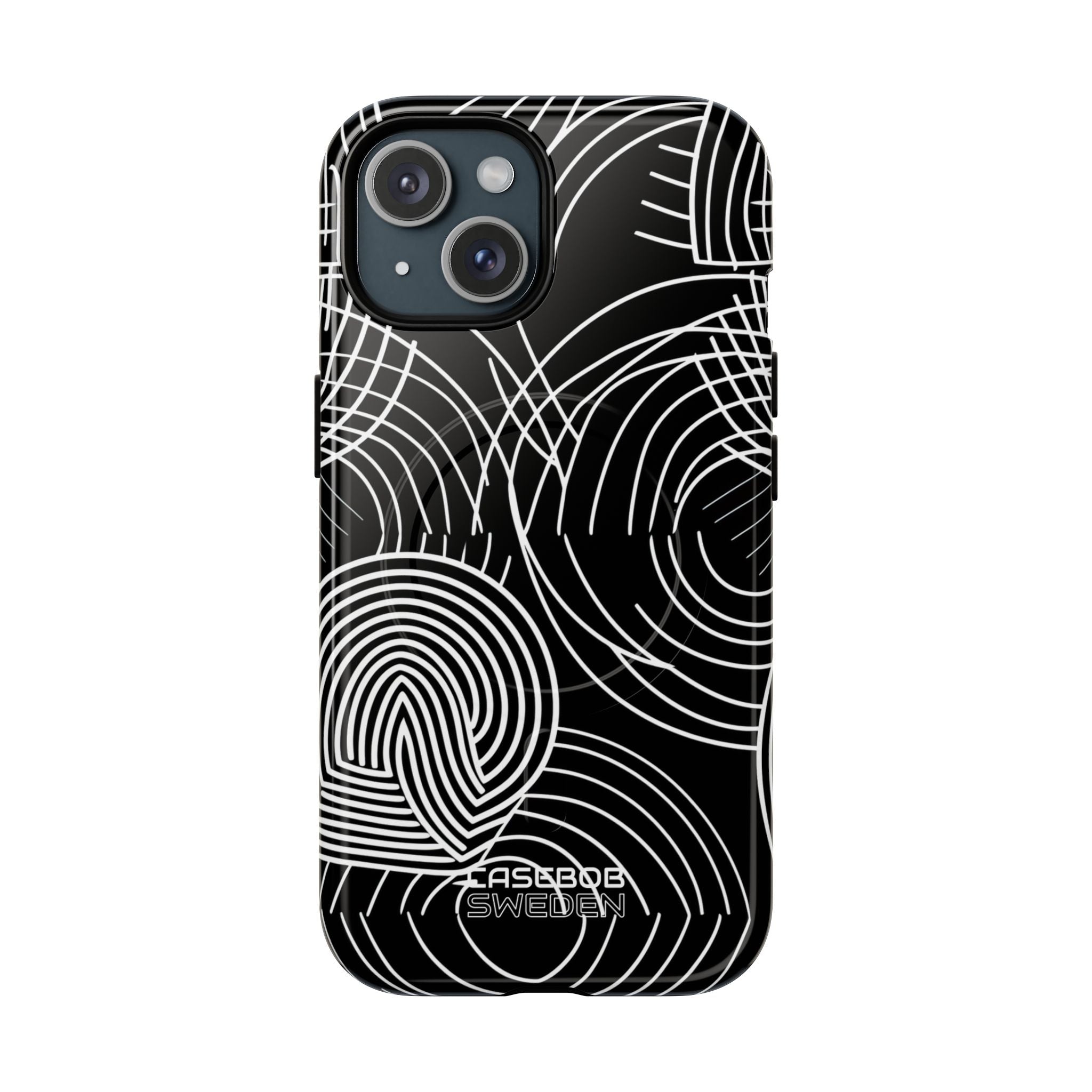 Monochrome Spiral Curves iPhone 15 – Tough+