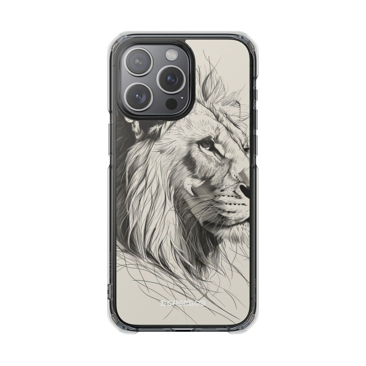 Majestic Linework Lion - Phone Case for iPhone (Clear Impact - Magnetic)