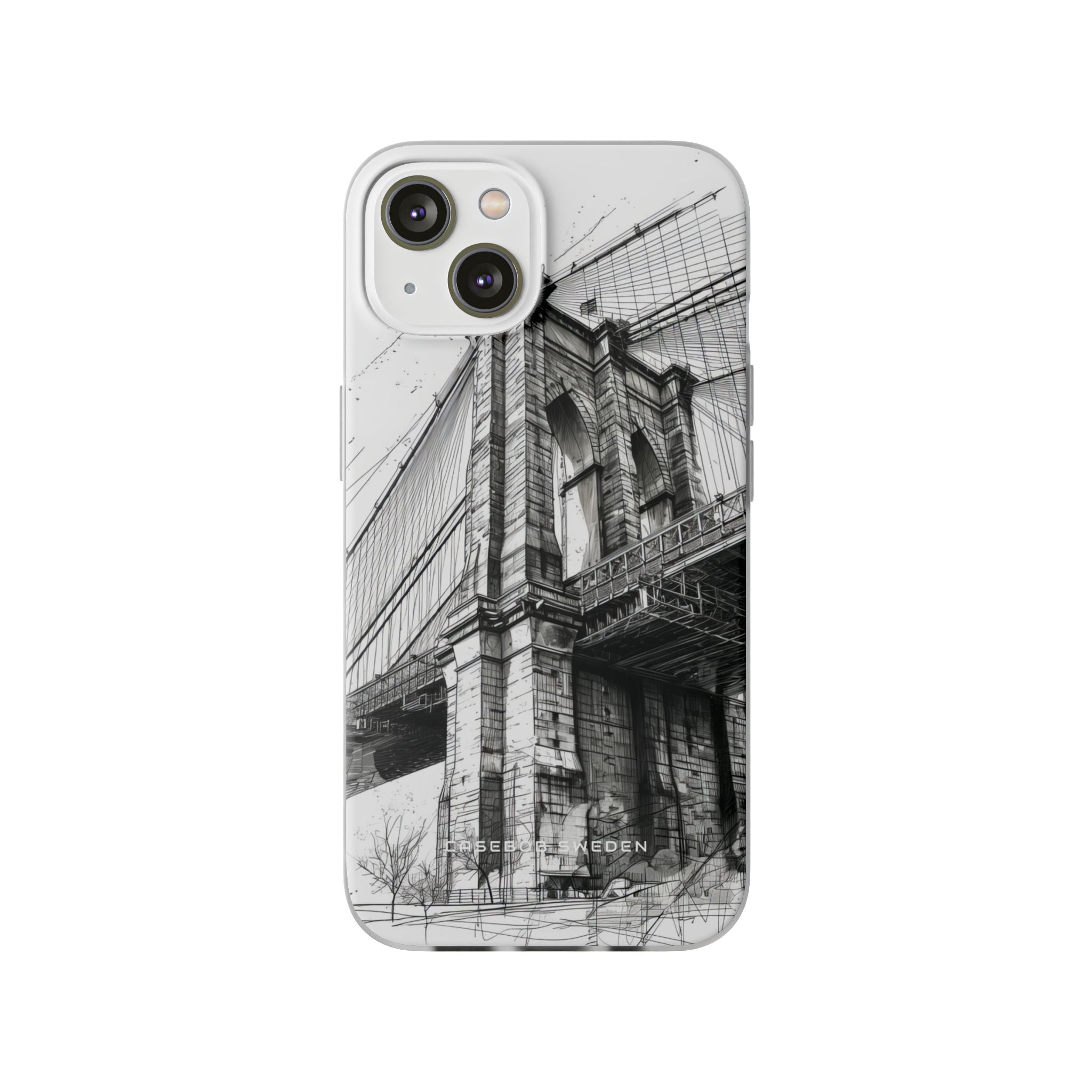 Suspension Bridge Line Art Illustration iPhone 14 - Flexi Phone Case