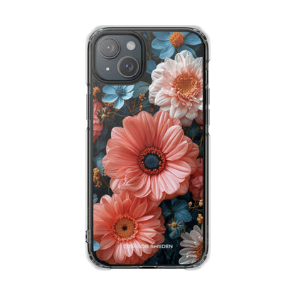 Coral Teal Blooms - Clear Impact iPhone 15 Phone Case