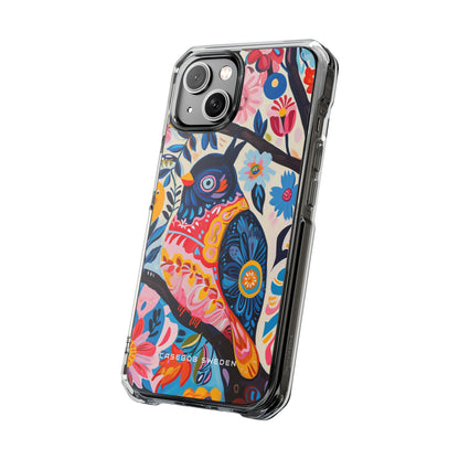 Whimsical Vintage Owl with Floral Charm iPhone 14 - Clear Impact Phone Case