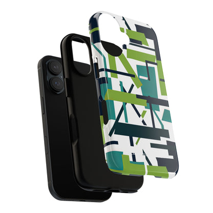 Green Geometry Glide iPhone 16 - Tough Phone Case