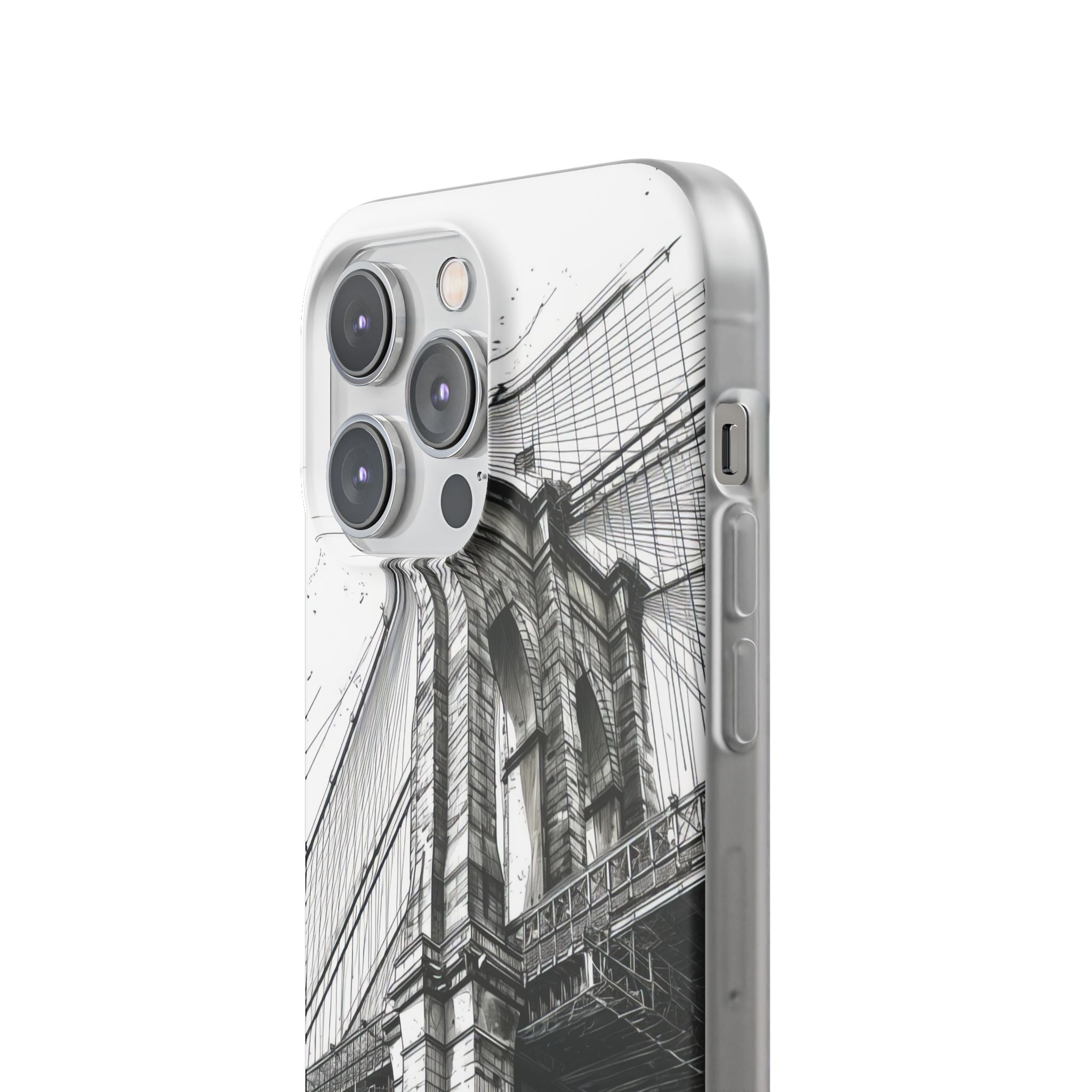 Suspension Bridge Line Art Illustration iPhone 14 - Flexi Phone Case