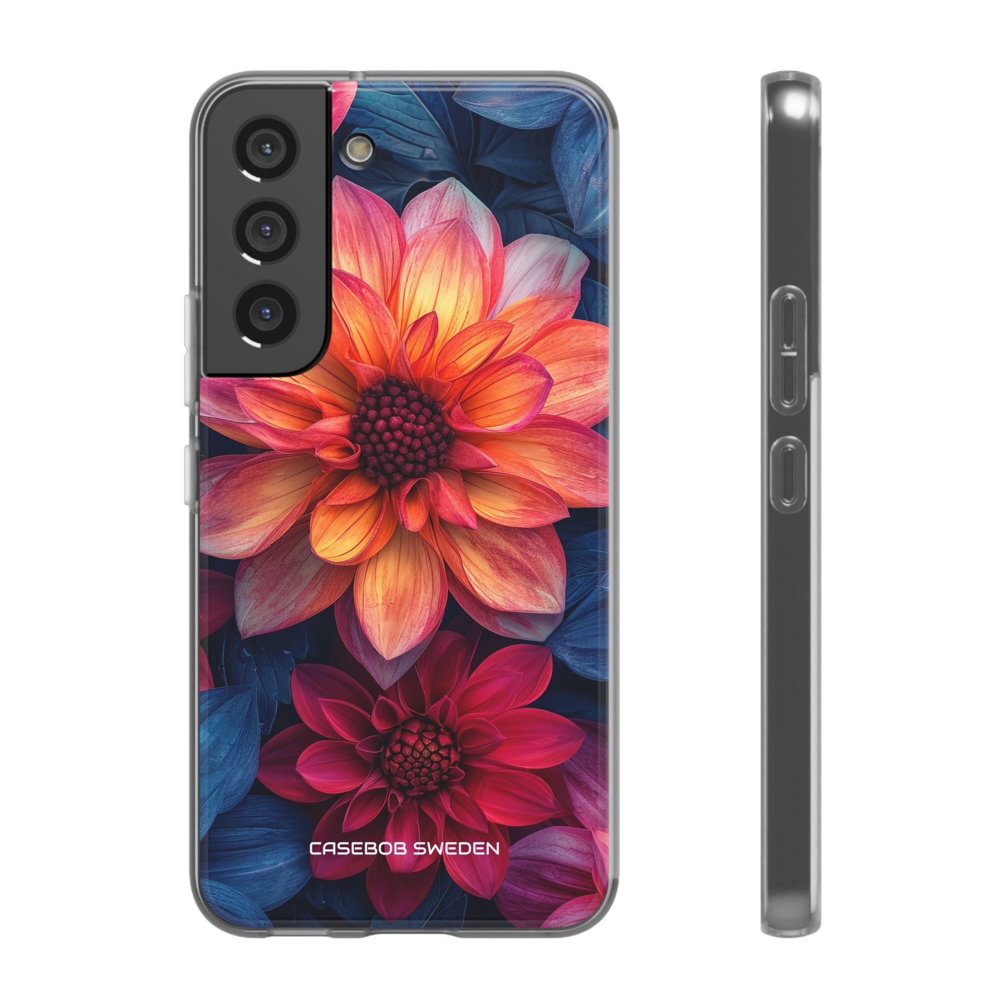 Floral Harmony Orange Blue - Flexi Samsung S22 Phone Case