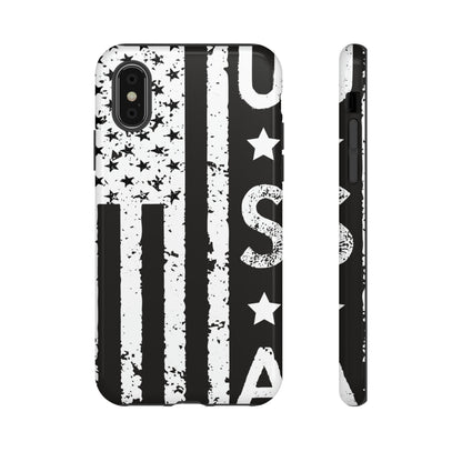 Black n White U.S Flag - Protective Phone Case