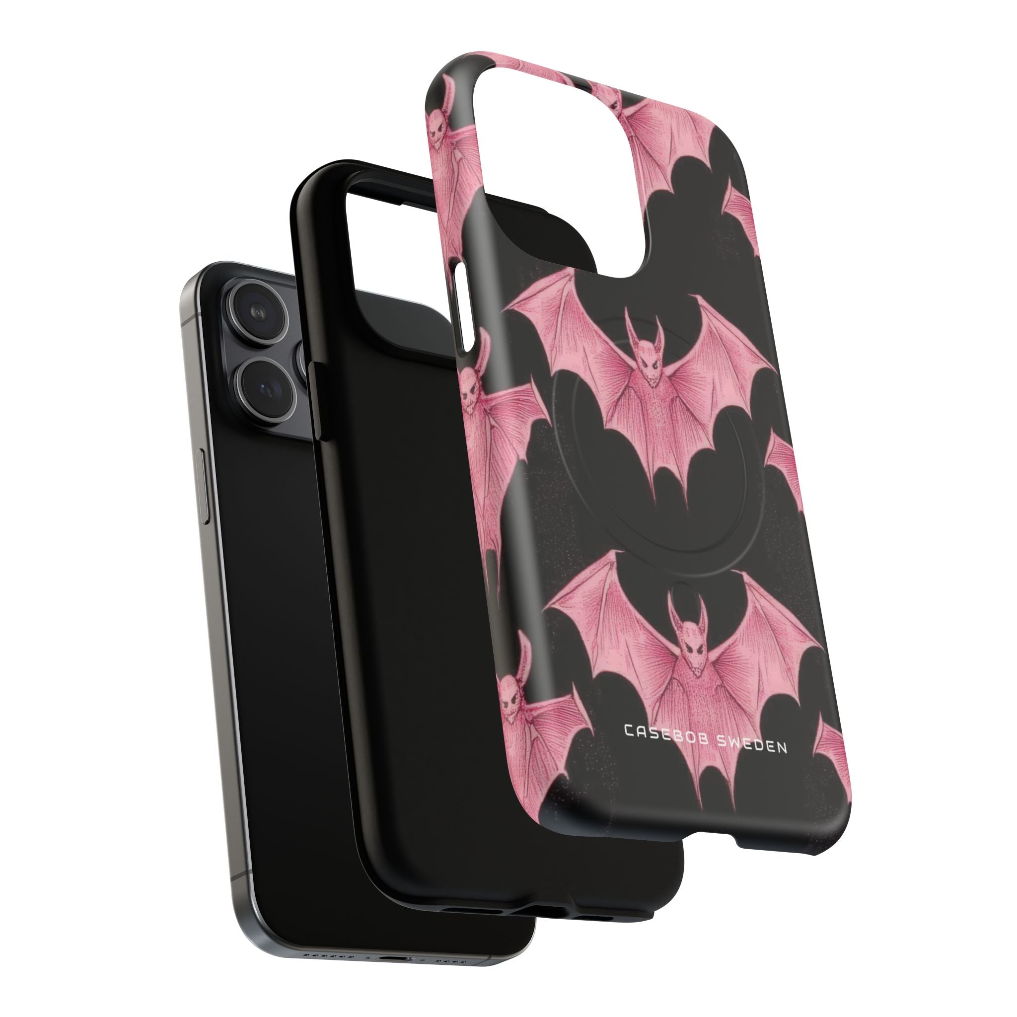 Gothic Pink Bats Aflame iPhone 15 | Tough+ Phone Case