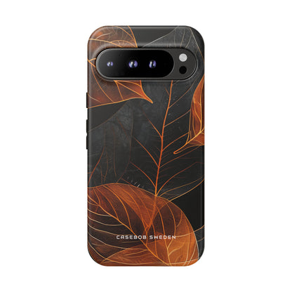 Vivid Orange Leaves on Deep Black Google Pixel 9 - Tough Phone Case