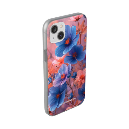 Blue Peach Blossoms - Flexi iPhone 14 Phone Case