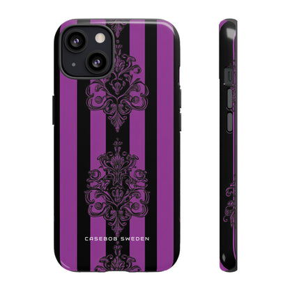 Gothic Elegance with Vertical Stripes and Ornamental Motifs iPhone 13 - Tough Phone Case