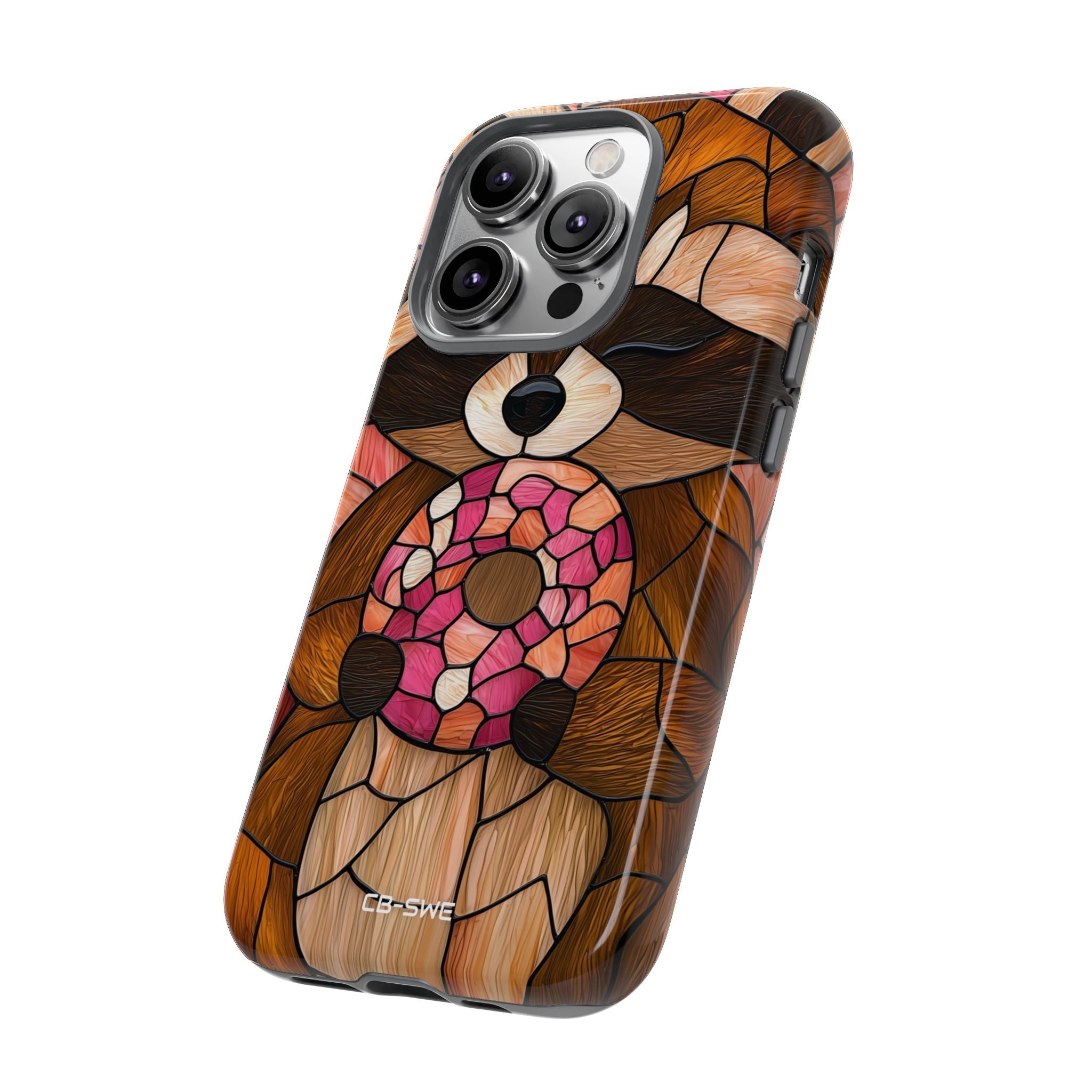 Raccoon Holds Donut - iPhone Case