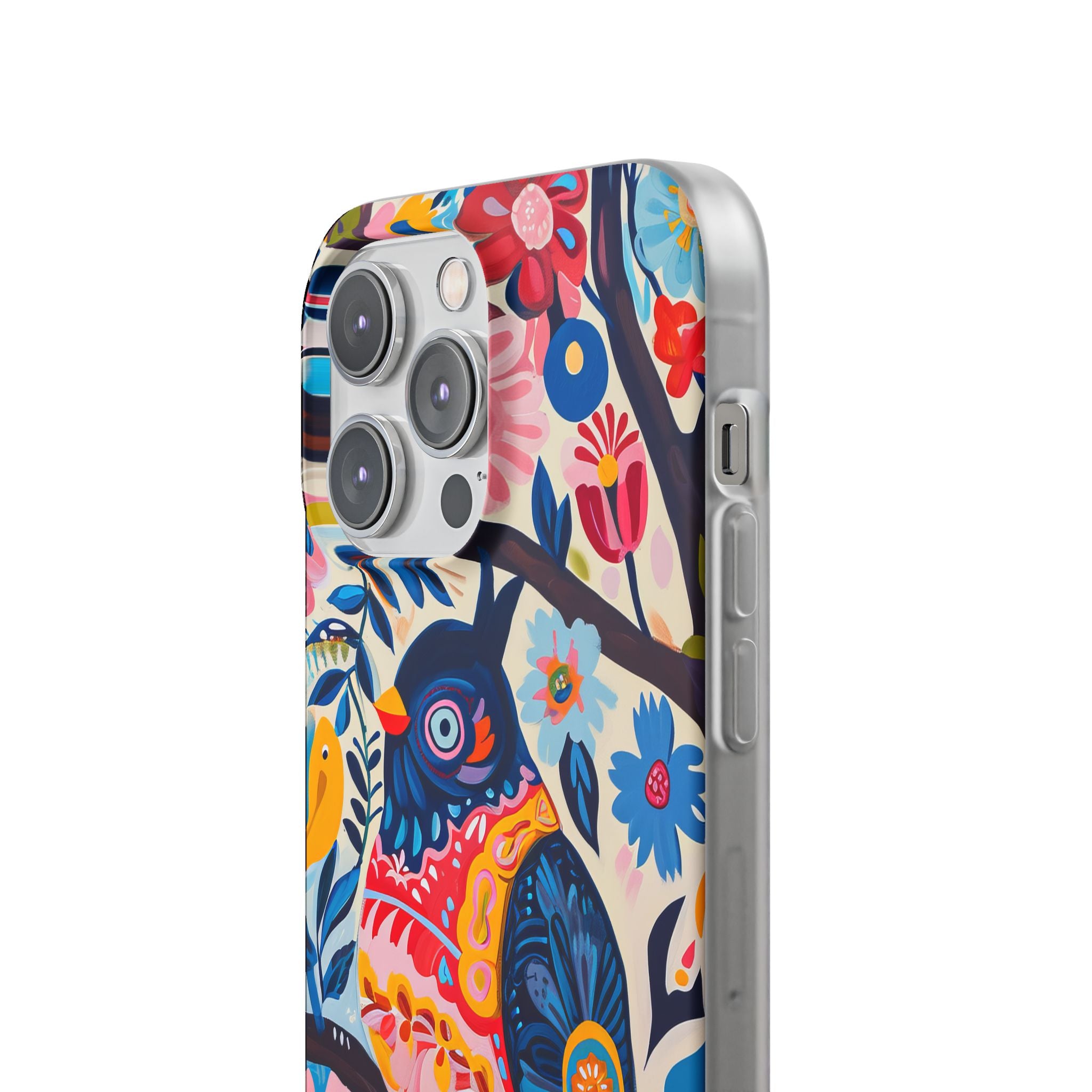 Whimsical Vintage Owl with Floral Charm iPhone 14 - Flexi Phone Case