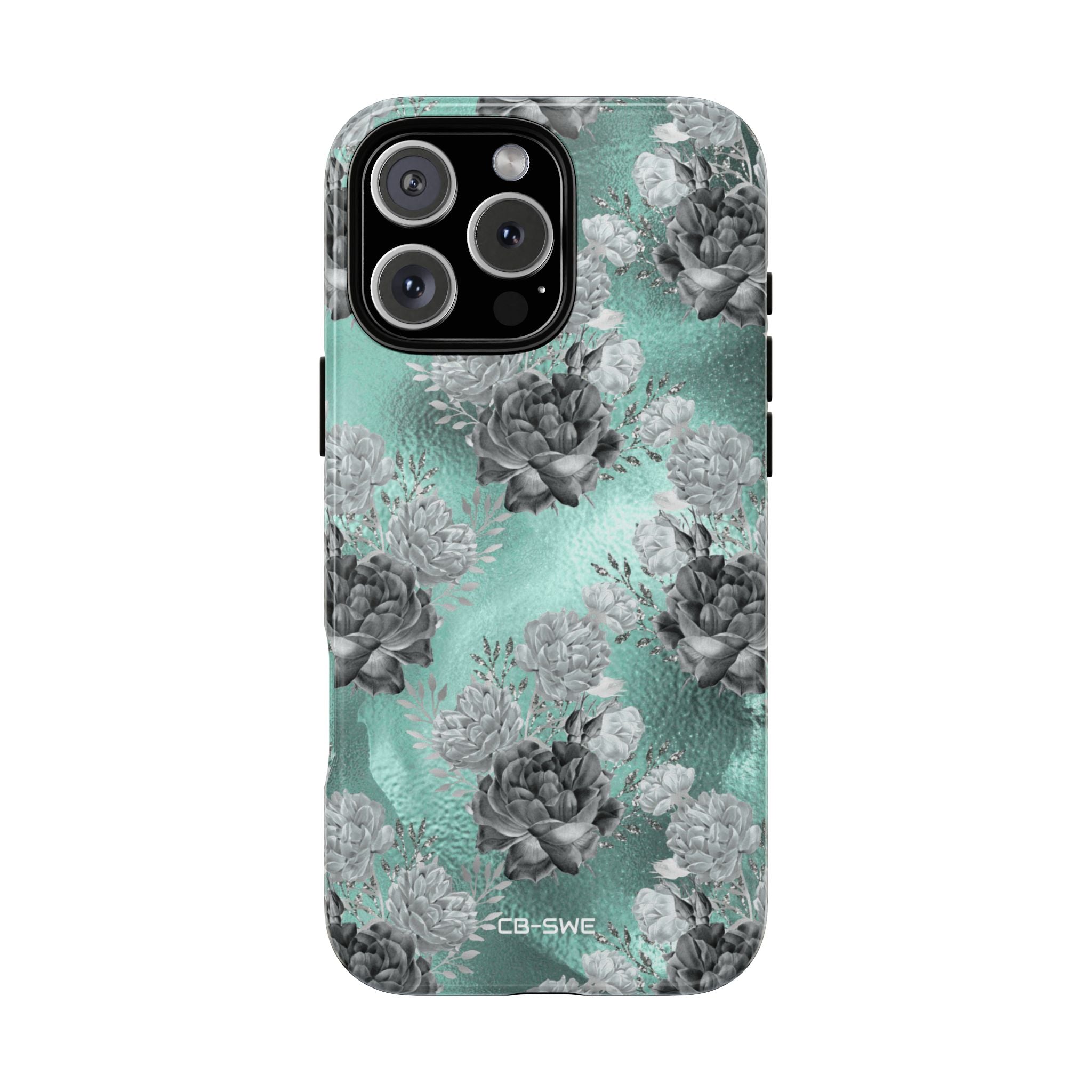 Teal Floral Elegance - iPhone Case