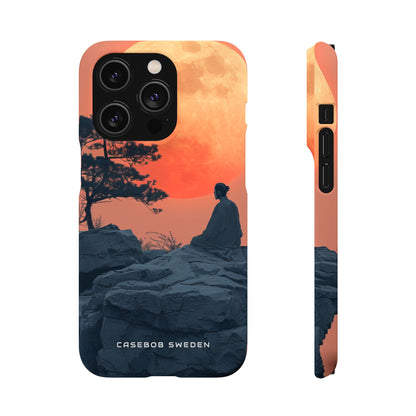 Zen Tranquility Under a Red Moon iPhone 14 - Slim Phone Case