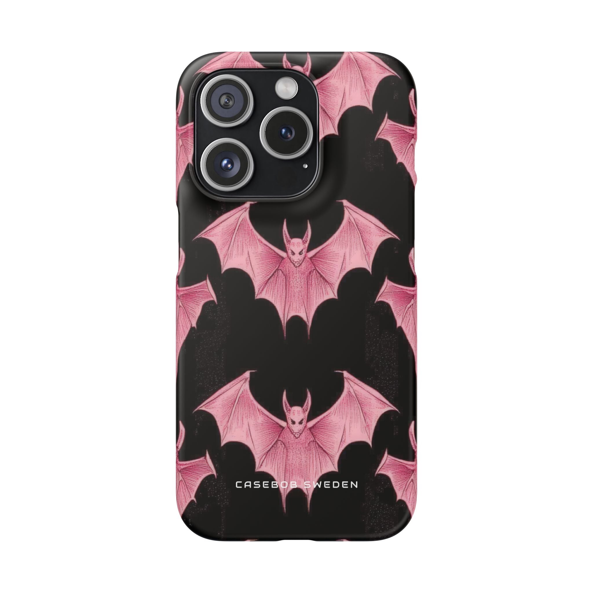 Gothic Pink Bats Aflame iPhone 15 - Slim Phone Case