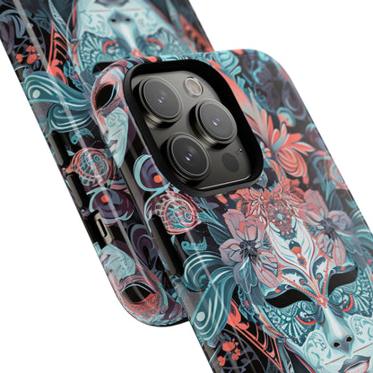 Mystic Teal Coral Mask - Tough + MagSafe® iPhone 14 Phone Case