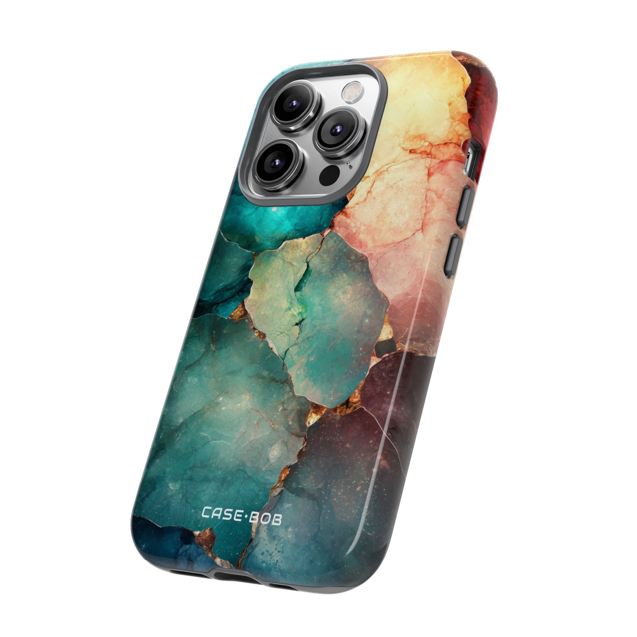 Teal Mosaic Veins iPhone 14 Pro Case - Tough