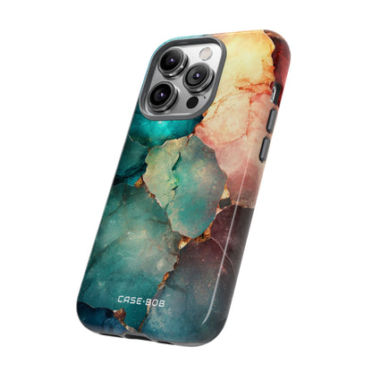 Teal Mosaic Veins iPhone 14 Pro Case - Tough
