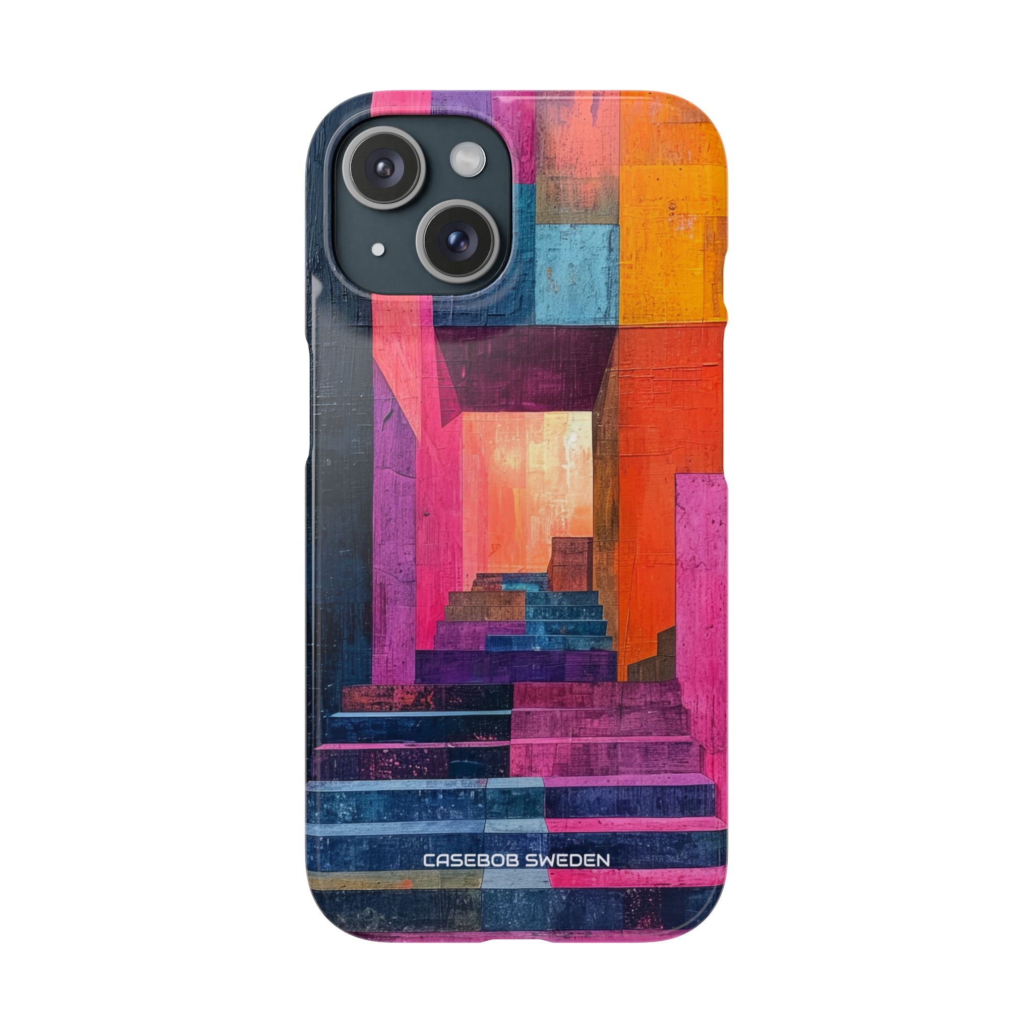 Pink Orange Geometry - Slim iPhone 15 Phone Case