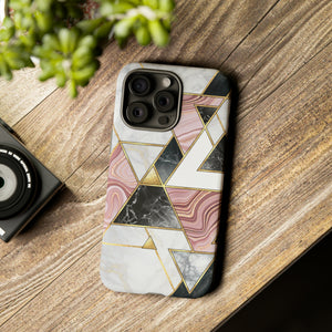 White Pink Mosaic - Protective Phone Case