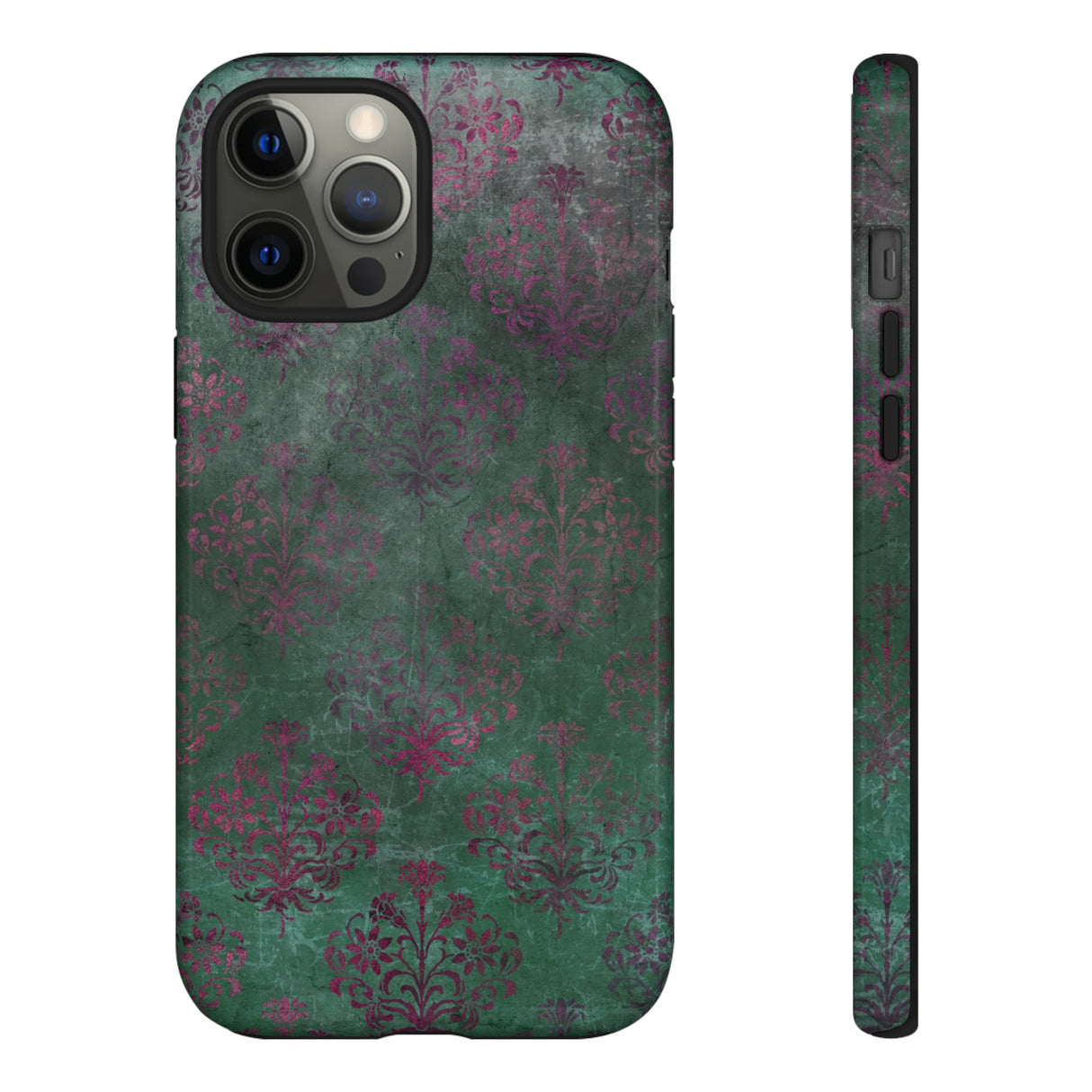 Green Damask Gothic Flower - Protective Phone Case