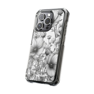 Monochrome Flora - Phone Case for iPhone (Clear Impact - Magnetic)