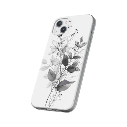 Veined Leaves Gray iPhone 14 Plus Case - Soft