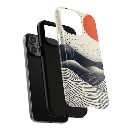 Red Sun Over Flowing Horizons iPhone 15 | Tough+ Phone Case