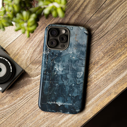 Weathered Blue Tapestry with Cracked Layers iPhone 15 - Tough Phone Case