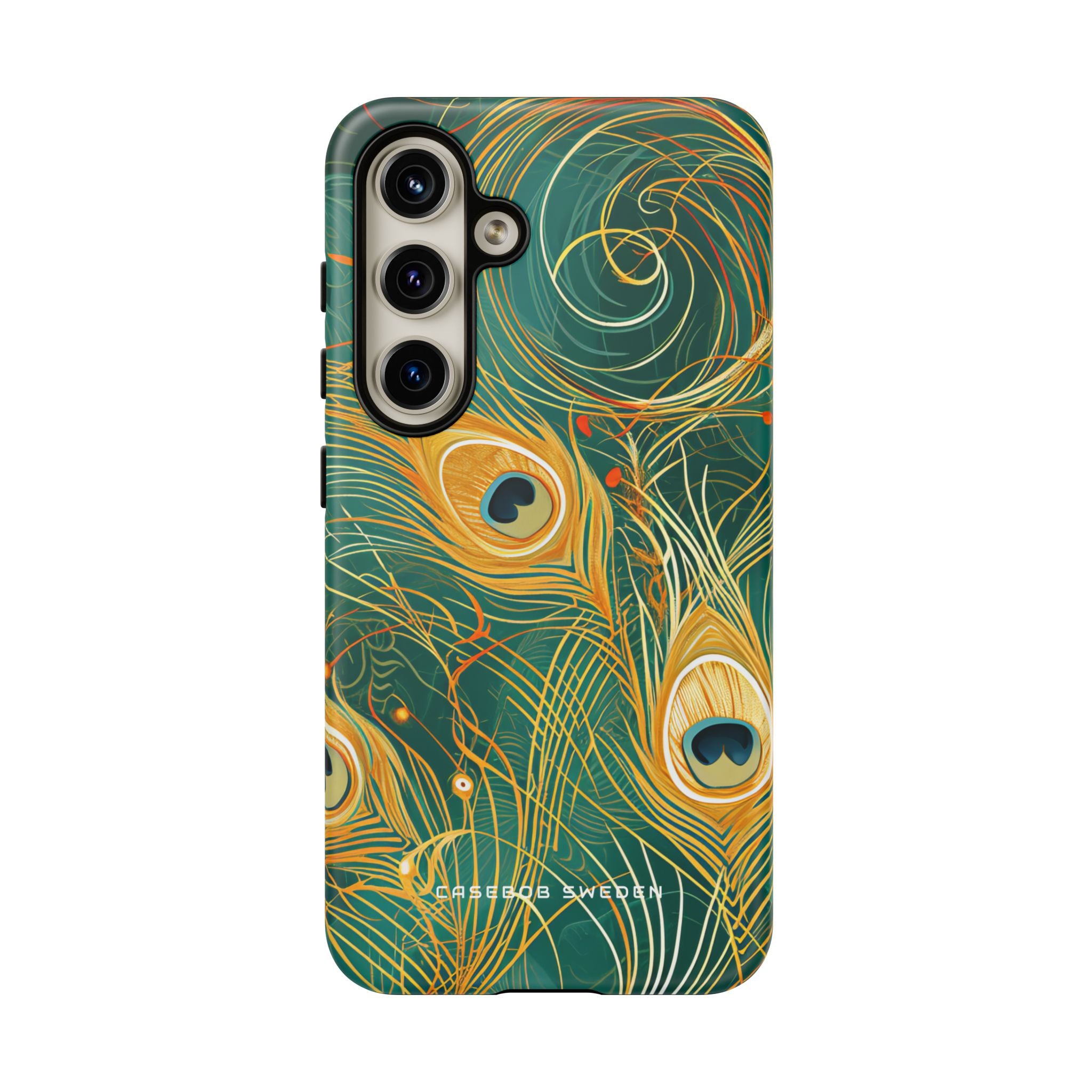 Peacock Elegance in Teal and Gold Samsung S24 - Tough Phone Case