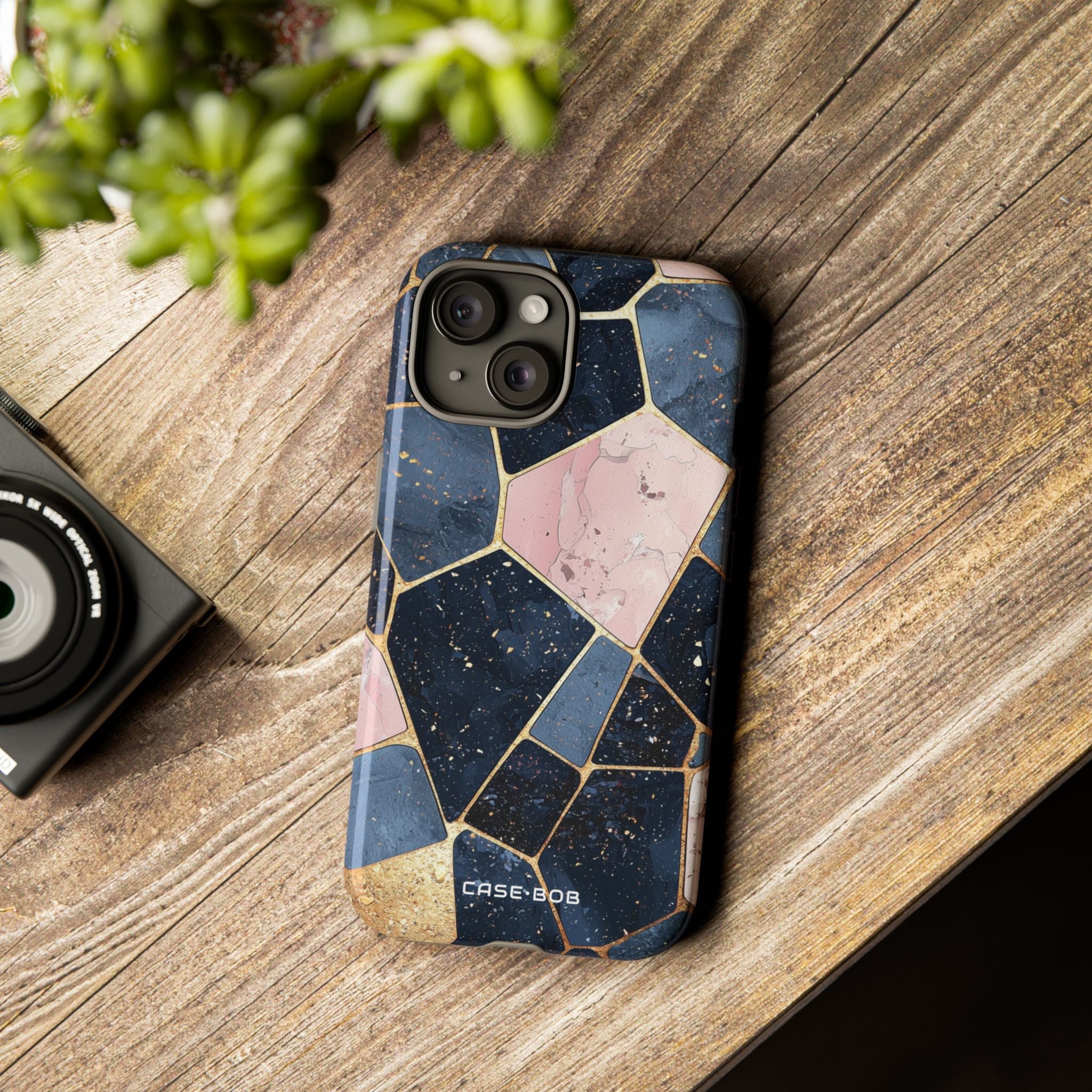 Golden Mosaic iPhone 15 Case - Tough